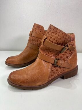 Soft Leather Baywood Women's 10 M Ankle Brown Boots Buckle Southwestern Boho